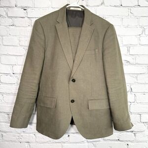 Club Monaco Linen Suit Baird McNutt Irish Linen 38S Grant Fit Tan Pants 33x29